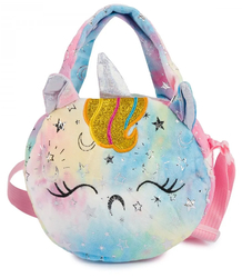 Children's round plush bag with unicorn