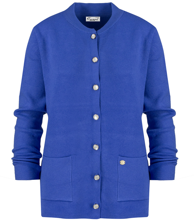 Classic warm thick short cardigan sweater EMILIA decorative buttons