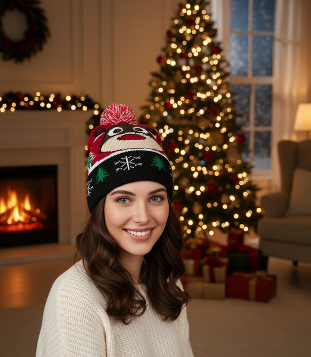 Winter Christmas hat with pom-pom - perfect for preze