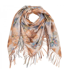 Floral women's scarf shawl with tassels