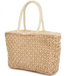 Large basket, summer bag, soft woven handbag with tassel