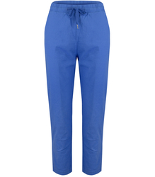 Women's trousers made of delicate cotton, tapered, tied at the waist LENA