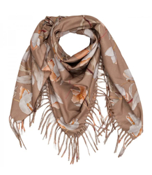 Elegant floral shawl scarf with tassels