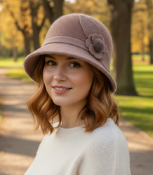 Women's hat cloche patch flower