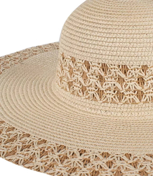 Fashionable large braided openwork hat