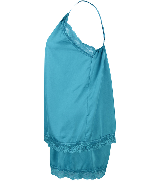 Satin pajama set with lace shorts top petticoat