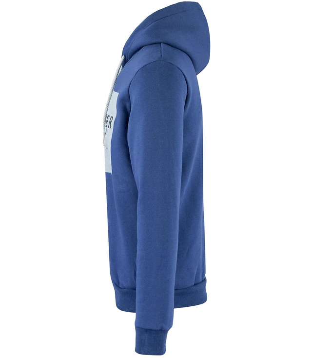 Men's warm, thick sweatshirt with a hood and a print