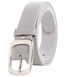 Smooth women's eco leather belt with silver buckle 3 cm