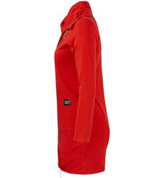 Thin long sweatshirt with a diagonal zipper and a BEATA neck warmer