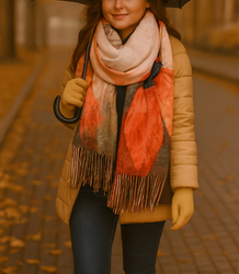 Square shawl scarf for women with tassels AGRAFKA