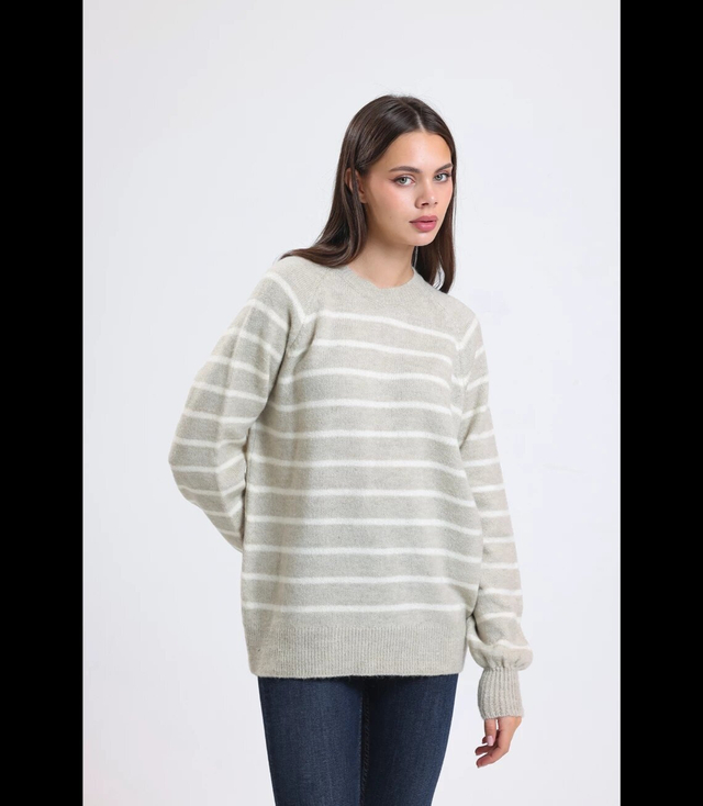 Warm women's fashionable striped sweater ANNA