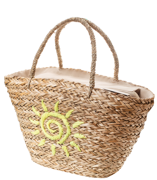 Mega large summer bag braided basket lined sunshine