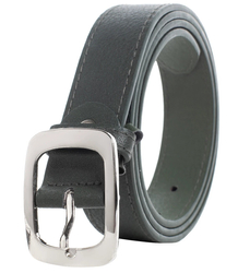 Smooth women's eco leather belt with silver buckle 3 cm