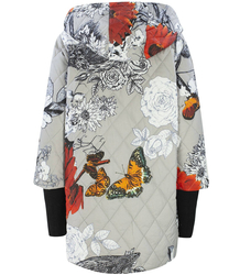 Asymmetric transitional JACKET FLOWERS print