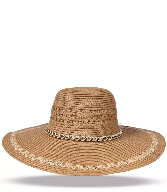 Large women's wide-brimmed hat with beads