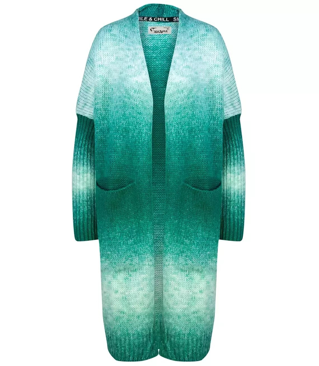 Long cardigan thick colorful ombre sweater