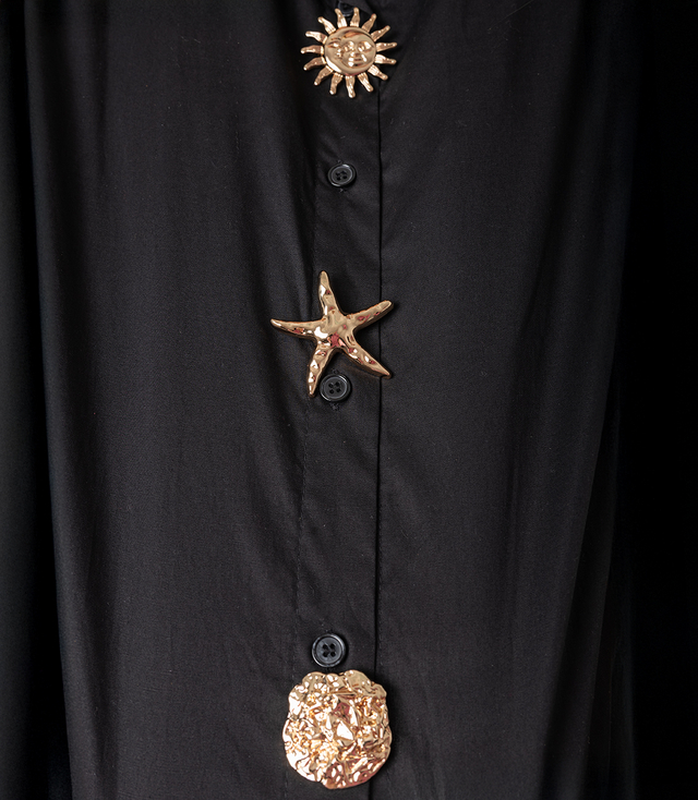 Long classic shirt with decorative brooches GOLDEN BEACH
