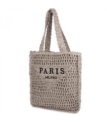 Large plaid shoper bag with fashion statement PARIS