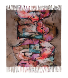 Abstract shawl scarf multicolored elegant with tassels