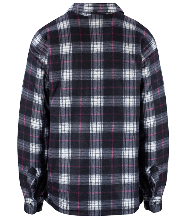 Warm fleece checked men's shirt insulated with faux fur