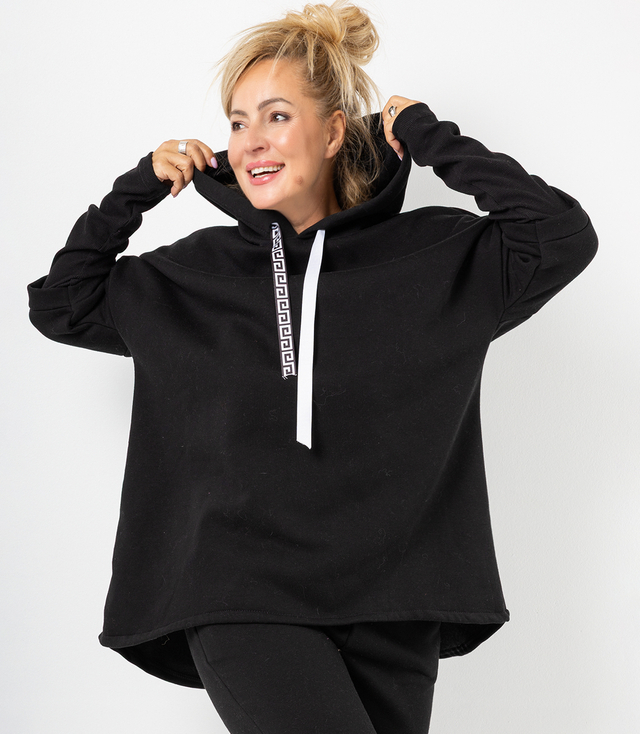 Women's sweatshirt with longer back and ribbed hem VERONICA