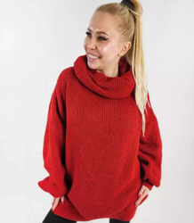 Smooth loose oversize turtleneck sweater