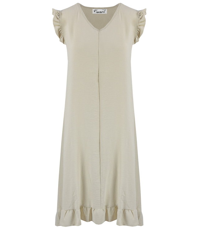 Loose, oversize summer midi dress with ruffles, HONEY