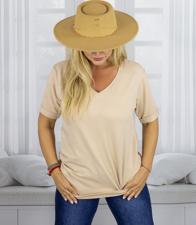 Long t-shirt blouse with heart neckline and 1/2 sleeve MIRABEL