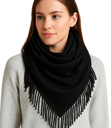 One-color shawl shlik scarf with fringe GRACE