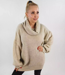 Smooth loose oversize turtleneck sweater