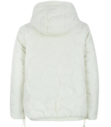 Short quilted transitional jacket with stand-up collar