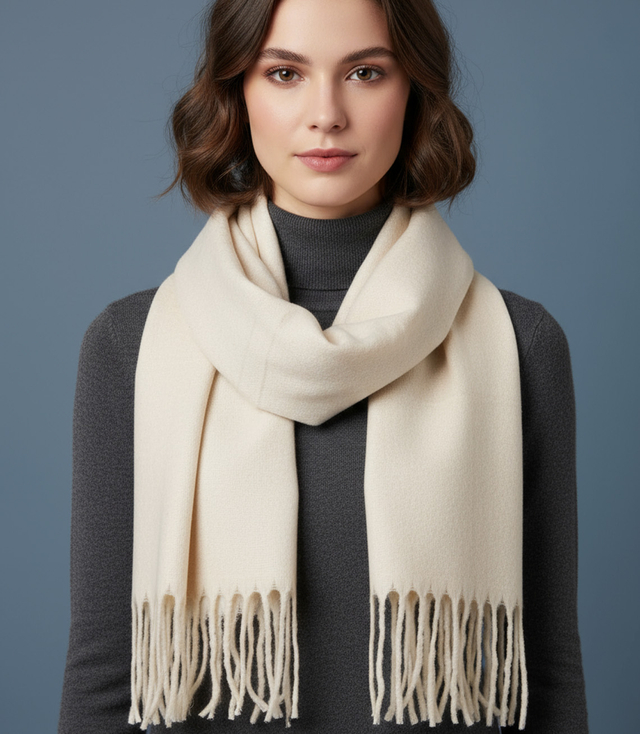 Elegant scarf with tassels in one color