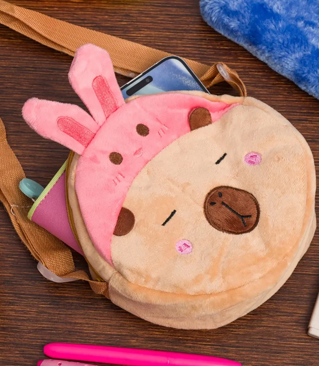 Children's round teddy bear plush bag