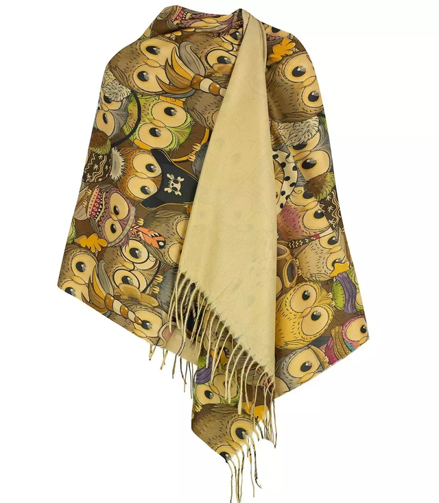 Beautiful shawl scarf owls owls viscose