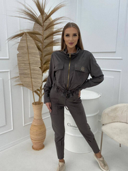 Track suit, suede sweatshirt and pants set