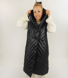 Women's Long Warmer Hooded Vest Tiered