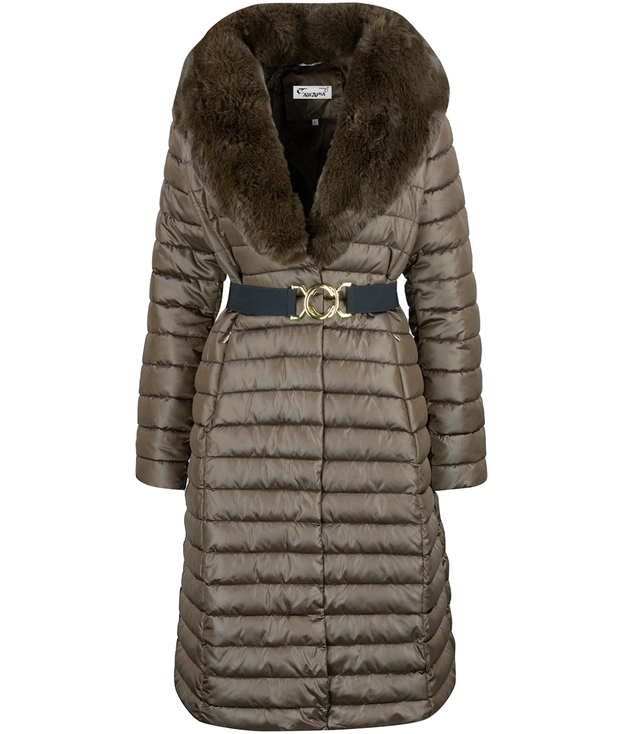 Quilted jacket coat with fur MARY