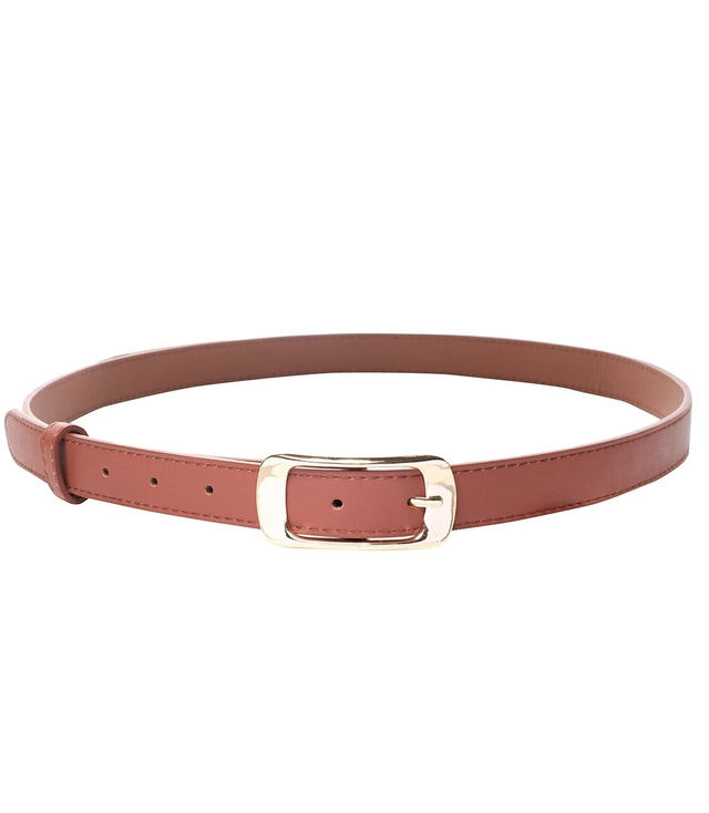 Smooth women's eco leather belt with gold buckle 2 cm