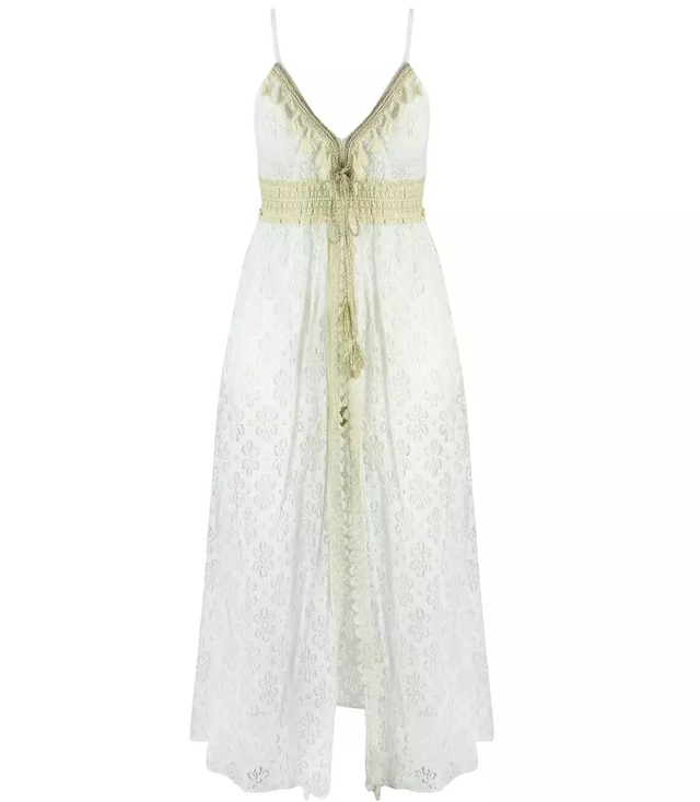 Slit maxi dress with shorts