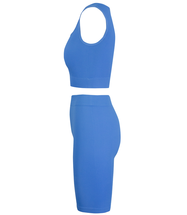 Sporty, ribbed set of short leggings + top with wide straps MISSY