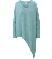 Warm asymmetric V-neck sweater with wool