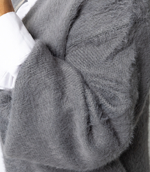 Soft knit cardigan with puffy hair ALBA