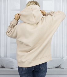 Warm women's sweatshirt one-color basic with hood BROOKLYN