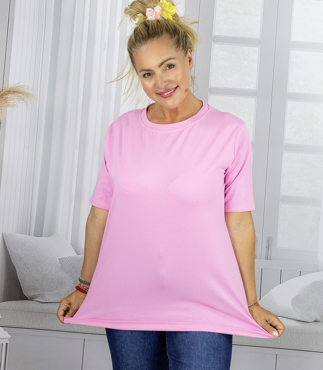 Blouse t-shirt with round neckline and 1/2 sleeve EVELINA