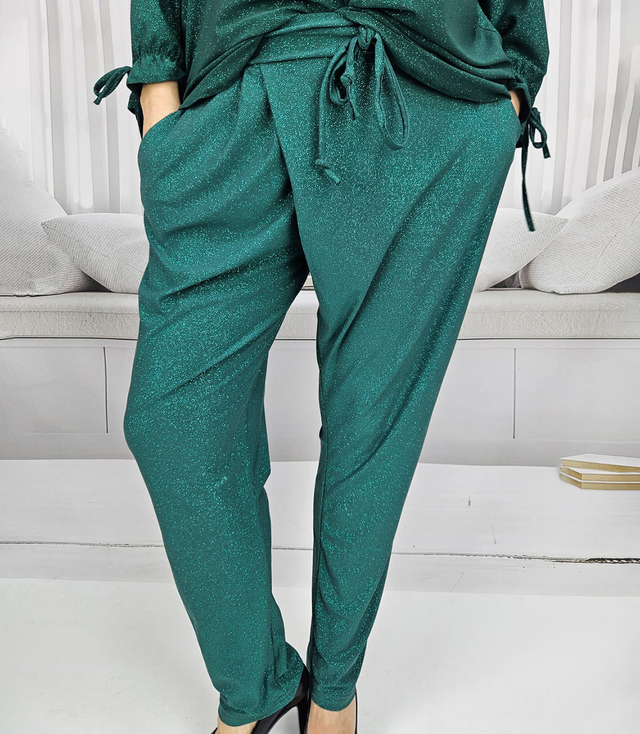 Elegant loose envelope pants with waist tie CLARA