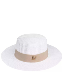 Raffia straw hat with ribbon and letter M trendy