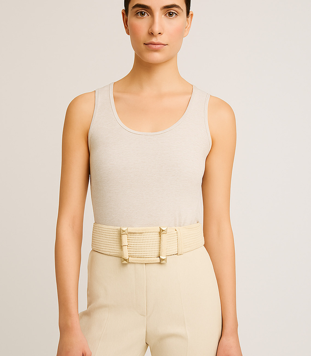 Braided women's belt with large buckle