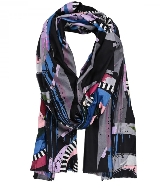 Stylish shawl scarf tassel abstract soft smooth 180x75 cm