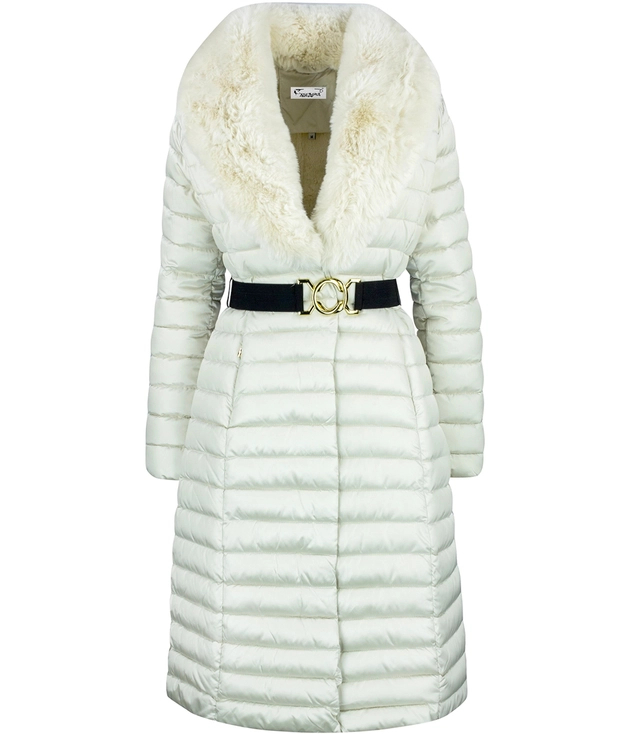 Quilted jacket coat with fur MARY