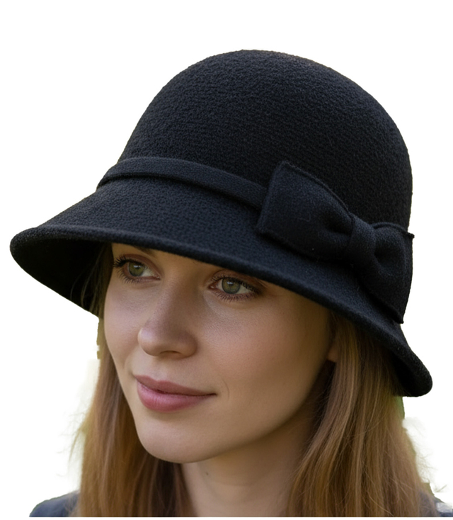 Women's cloche hat with bow
